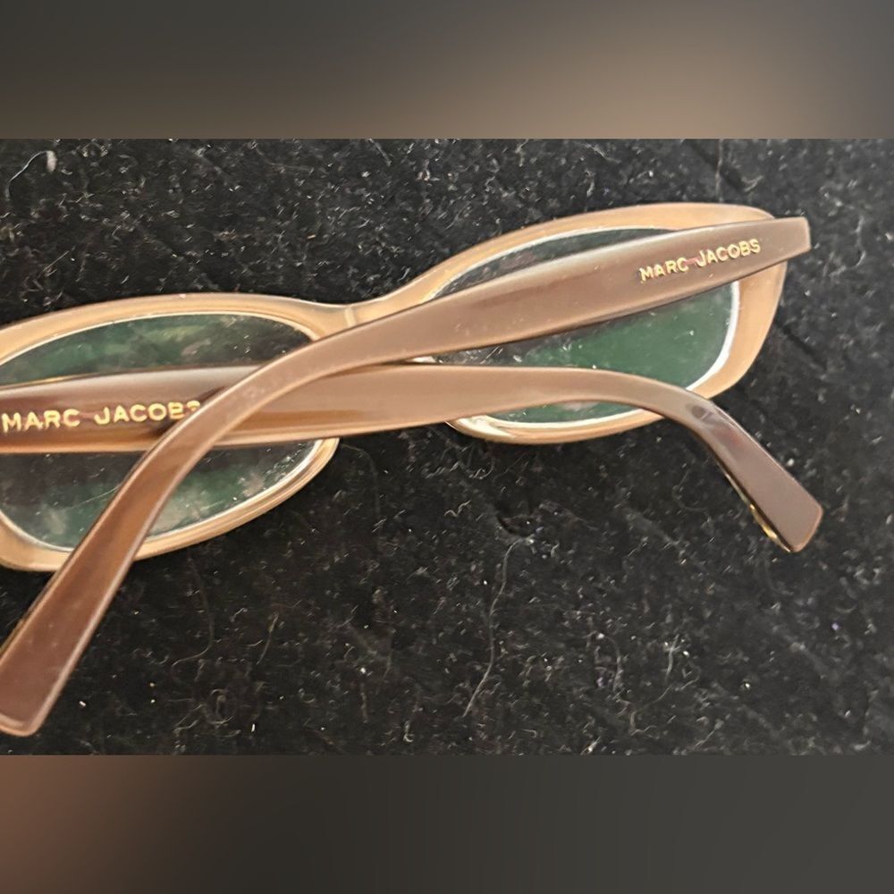 Marc Jacob’s logo glasses brown frames gold hardware classic eyewear cat eye